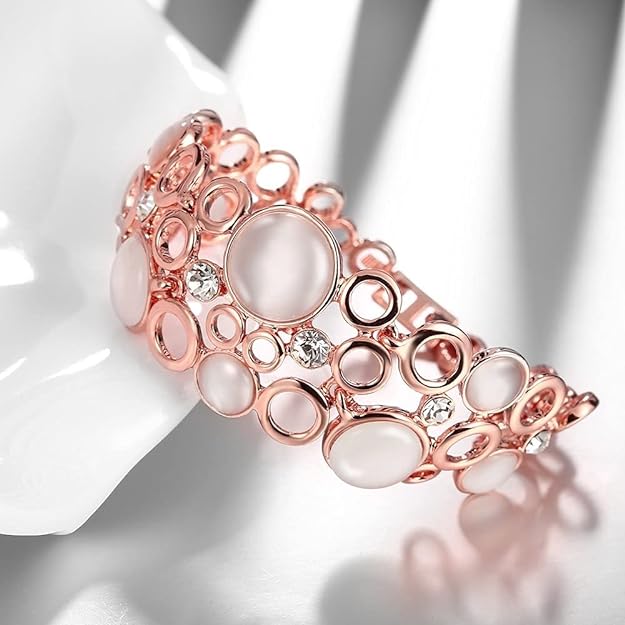 Rose Gold-Toned Stone N Pearl-Studded Bracelet