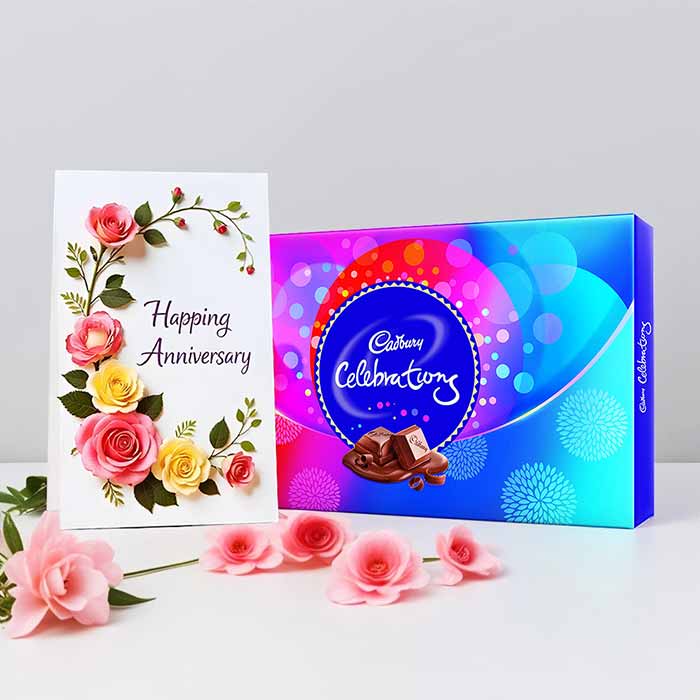Anniversary Card for Cute Couple With Cadbury Celebration Box