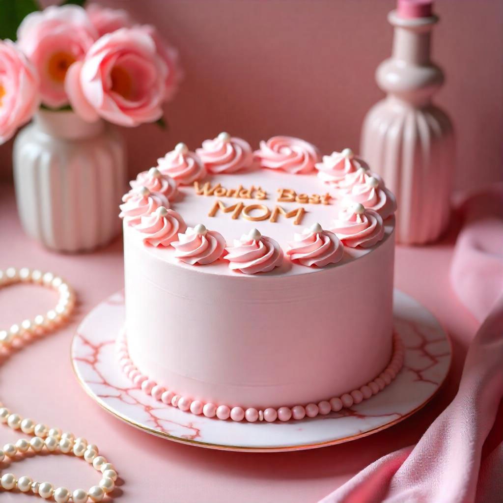 Blushing Love For Mom Cream Cake