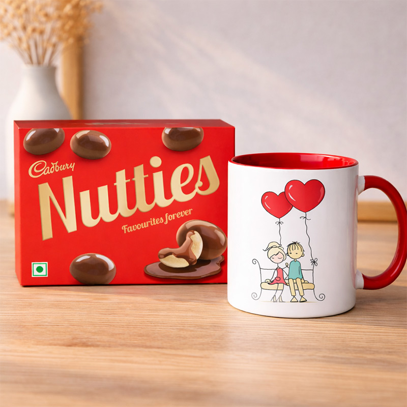 Cadbury Nutties Chocolate with Love Couple Mug – Sweet Gift Combo