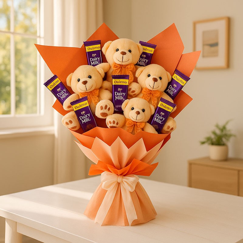 Cute Teddy Chocolate Bouquet