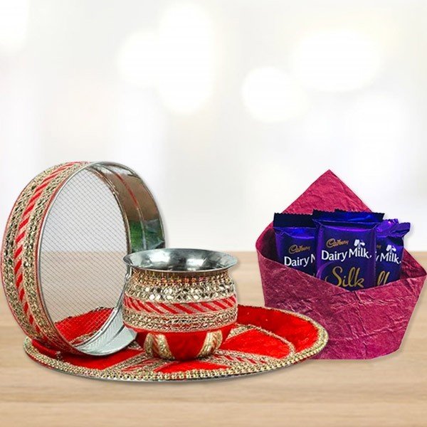Karwa Thali With Silk