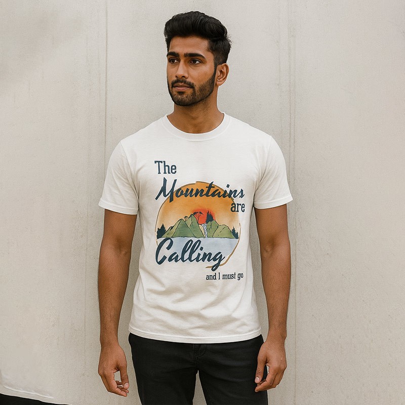 The Mountains Are Calling Graphic T-Shirt with The Man Company Black Perfume Combo