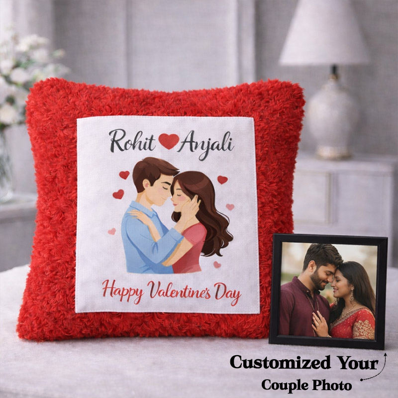 Personalized Valentine Love Cushion with Photo & Name