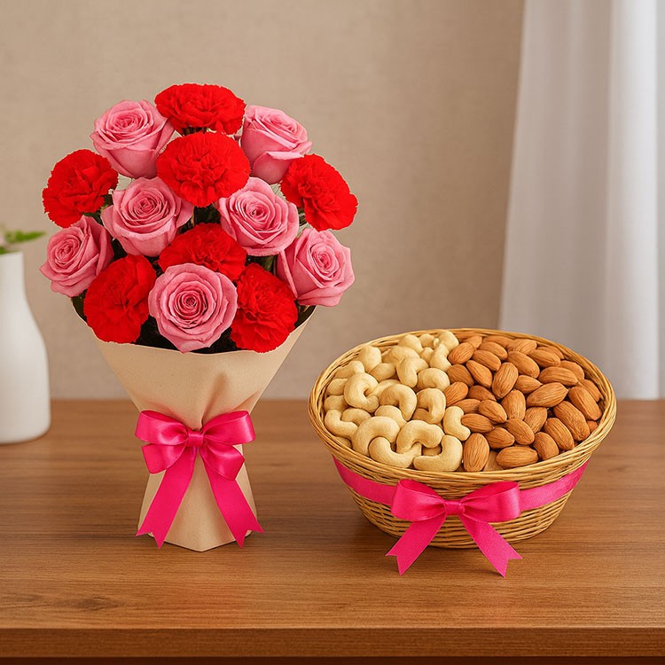 Pink Flowers and Dryfruit