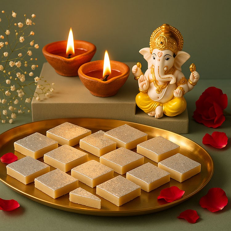 Premium Silver-Coated Kaju Katli Sweets Box - Festive Special