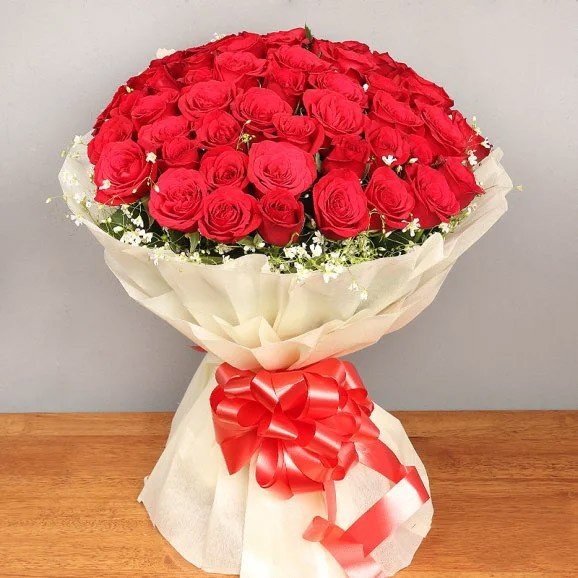 Bunch of 50 Red Roses Arrangement