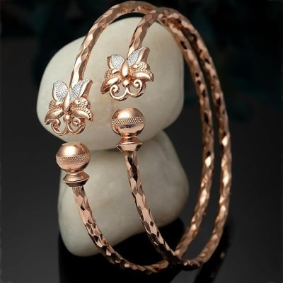 Diamond studded Peacock Design Handcrafted Kada Bracelets (Set Of 2)