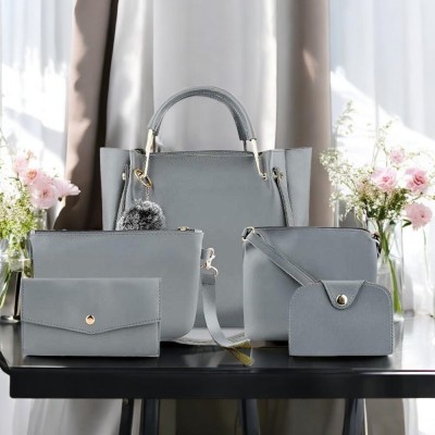 Women's grey handbag combo (set of 5)