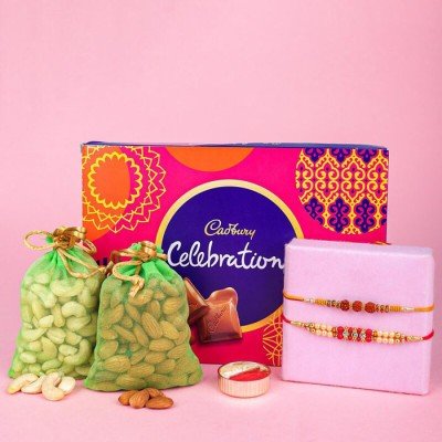 Set Of 2 Rakhi With Hanper