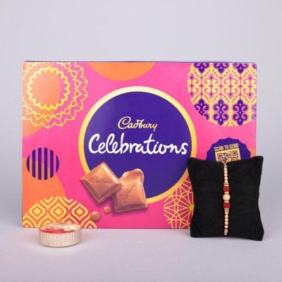 Valvet Pearl Rakhi N Cadbury Celebrations Chocolate