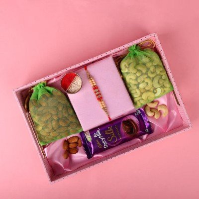 Single Rakhi And Chocolate With Dry Fruits