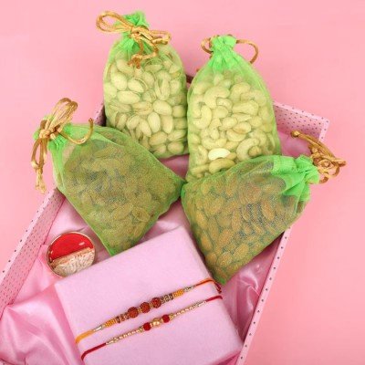 Set Of 2 Rakhi With Dry Fruits Hamper