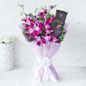 Bouquet of Orchids with Cadbury Bournville