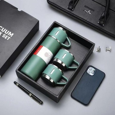 Stainless Steel Thermo Flask Gift Set with Two Cups