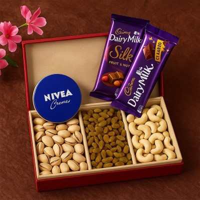 Amazing Dryfruit Hamper With Nivea Cream And Chocolate