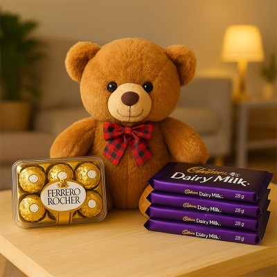 Attractive Teddy Ferrero Rocher and Dairy Milk Chocolates