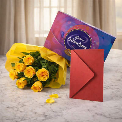 Flower Hamper And Greeting Card