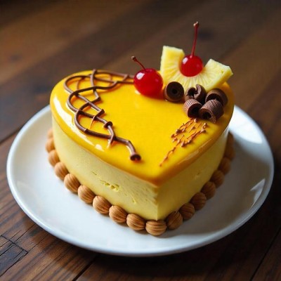 One kg Lovely Pineapple Heart Shape Cake