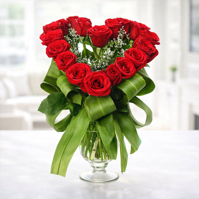 Heartshaped Vase Arrangement
