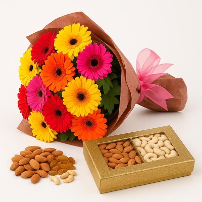 Mix colorful gerberas with Dryfruit