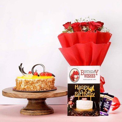 Birthday Flowers and Cake online 