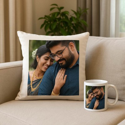 Personalized Photo Cushion & Mug Gift Combo