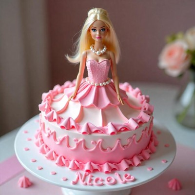 Pink Dress Barbie Cake