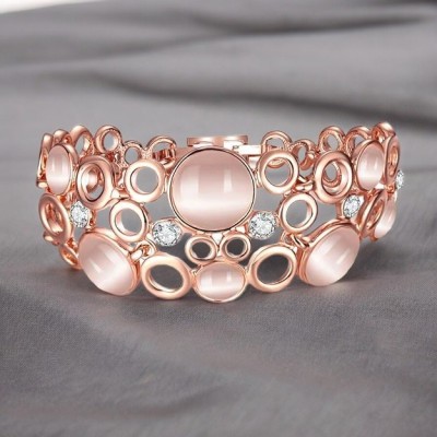 Rose Gold-Toned Stone N Pearl-Studded Bracelet