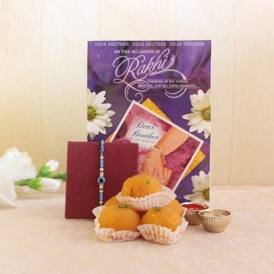 Motichoor Laddoo with designer rakhi
