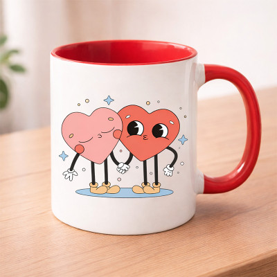 Sweetheart Duo Love Mug – Cute Heart Couple Coffee Cup