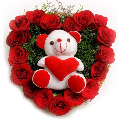 Flowers and teddy online